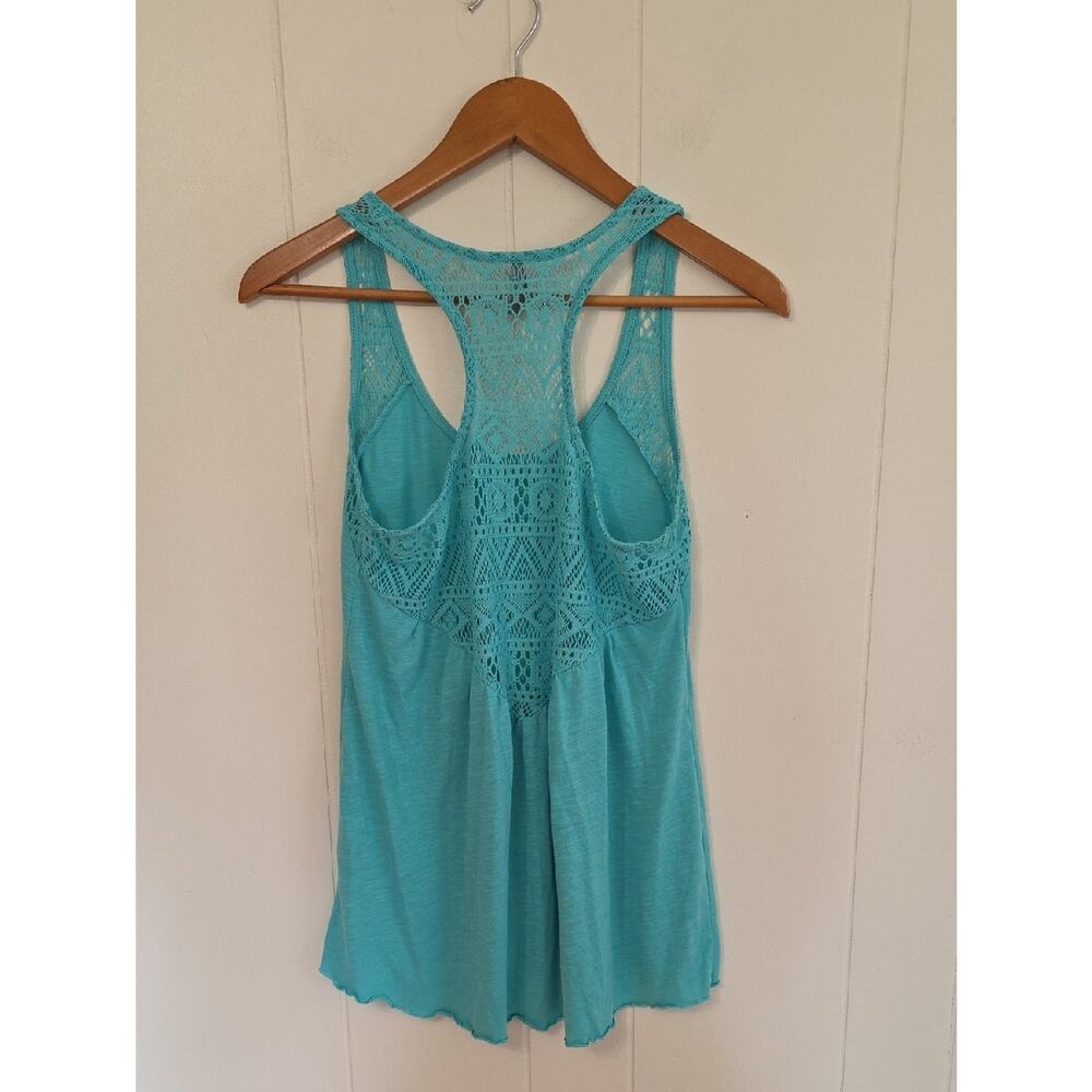 Vanity Mint Green Crochet Lace Racerback Lettuced Edge Tank Womens M Y2K Vibes - Picture 5 of 13